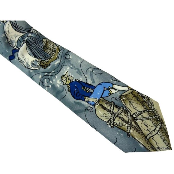 Atelier Mariangelo Historical Colonial Explorer Silk Tie Ship Necktie Italy - Picture 2 of 3